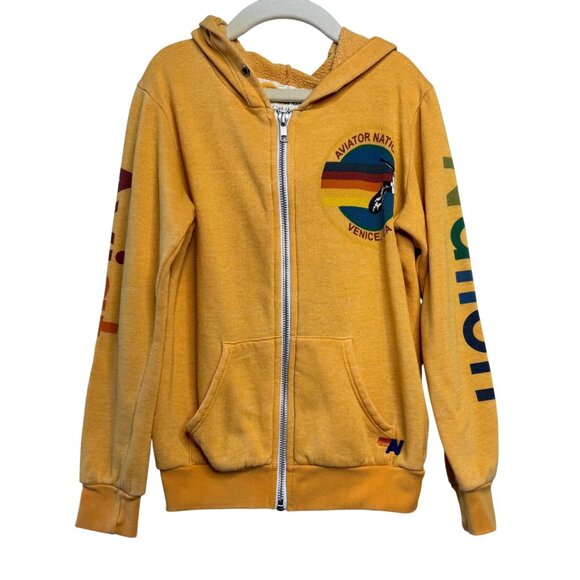 Aviator Nation Other - AVIATOR NATION Yellow Jacket Hoodie Kids 8 Full Zip Up Made In USA Cotton Blend